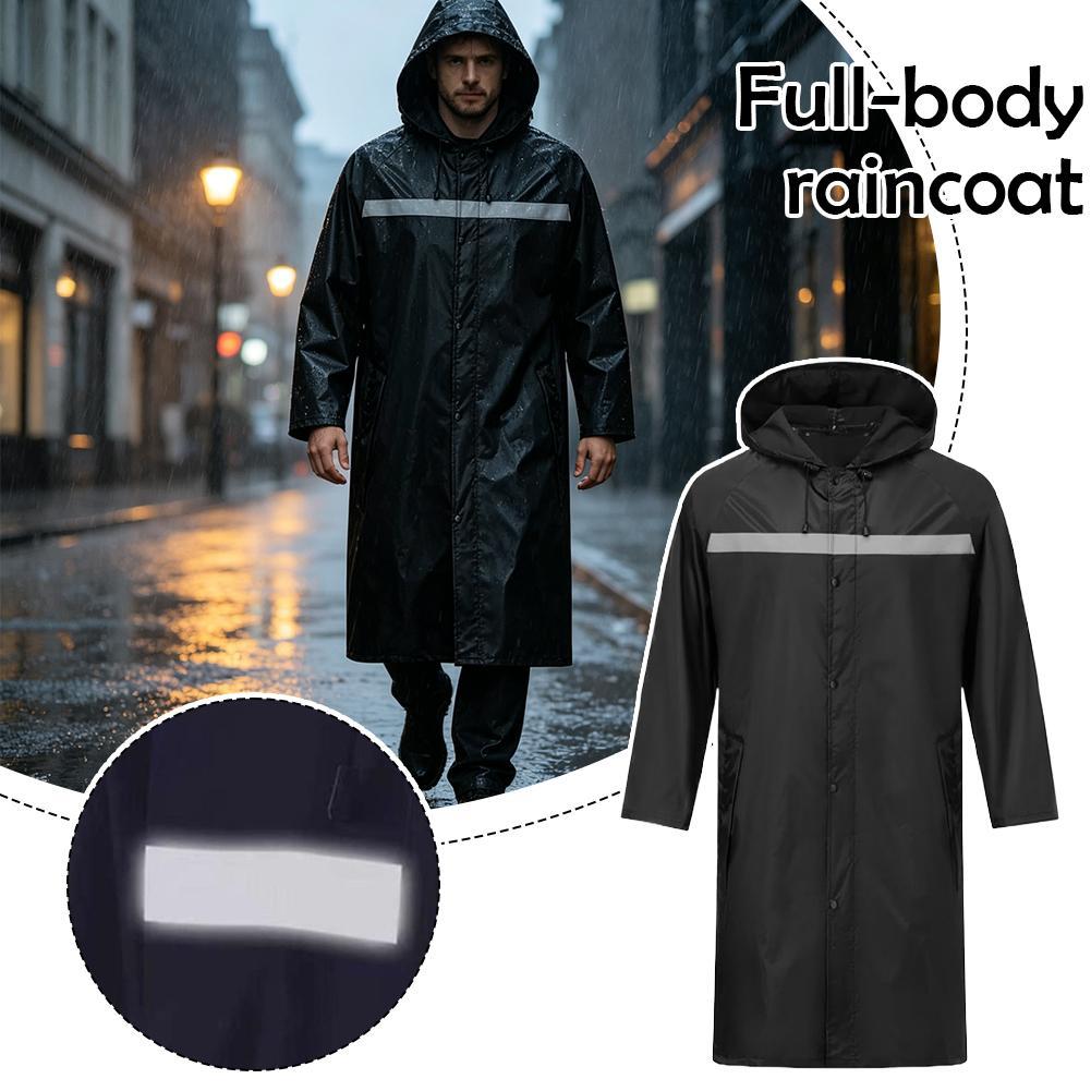 Cycling Commute In Rain - Unisex Ganzkörper-Regenmantel mit Reflektorstreifen, Robuster Wasserdichter
