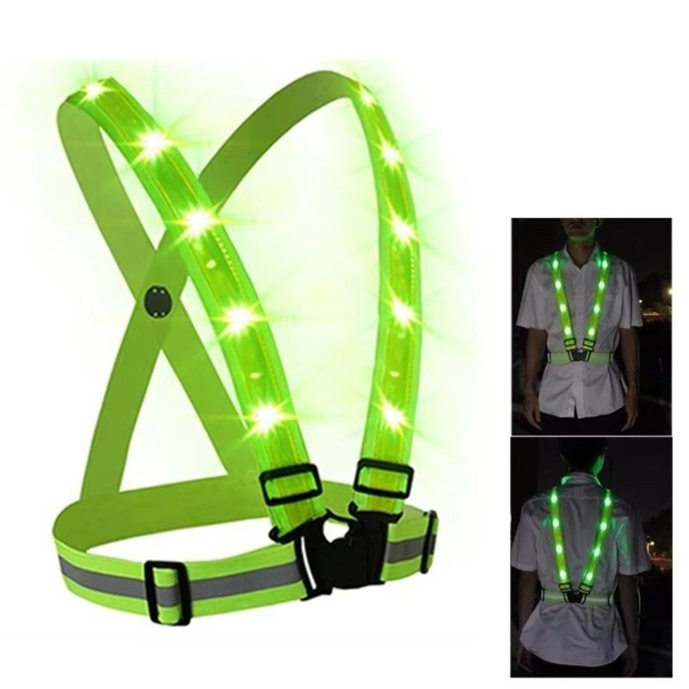 Reflective Vest Cycling - Neue Polyester-LED-Sicherheitsweste, grünes Licht, USB-aufladbar, reflektierende