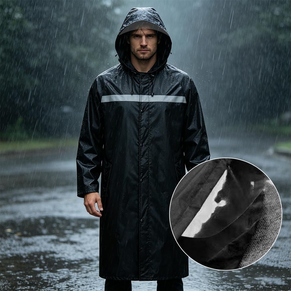 Cycling Commute In Rain - Wasserdichter Regenponcho mit Kapuze, Robuster Langer