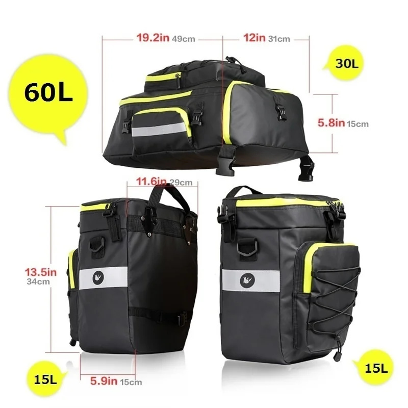 60L 3 In 1 Mountain Road Fahrr – Panniers Waterproof Rear Bewertung und Preis